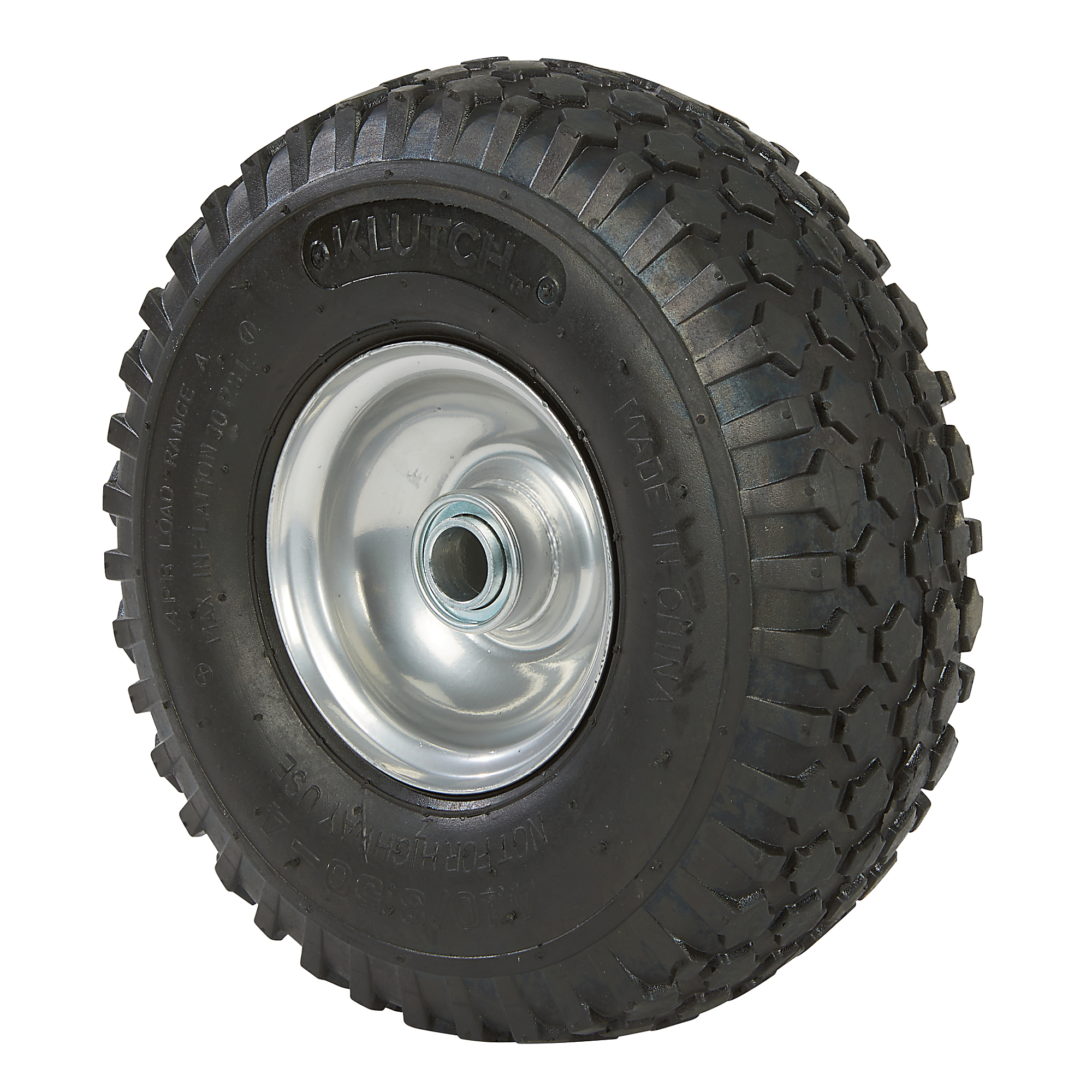 Klutch Pneumatic Universal Utility Tire Assembly, 4.10/3.50-4, Stud Tread